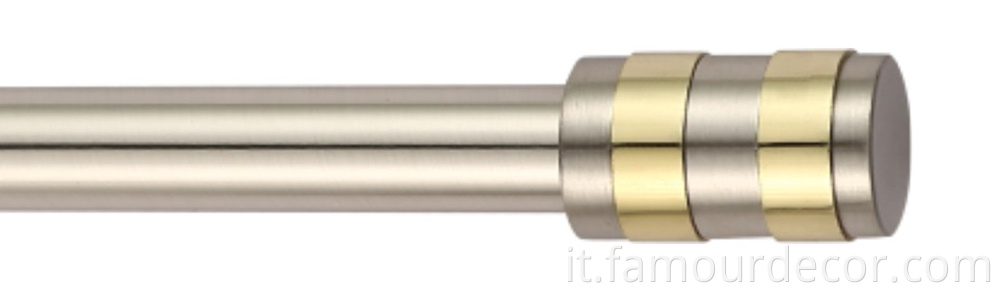 Gold curtain rod with inlaid head